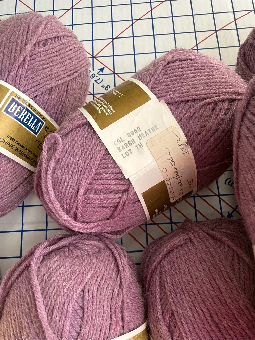 Lot of 10 Vintage Bernat Berella Worsted Yarn Marsh Heather #8952 100% Acrylic